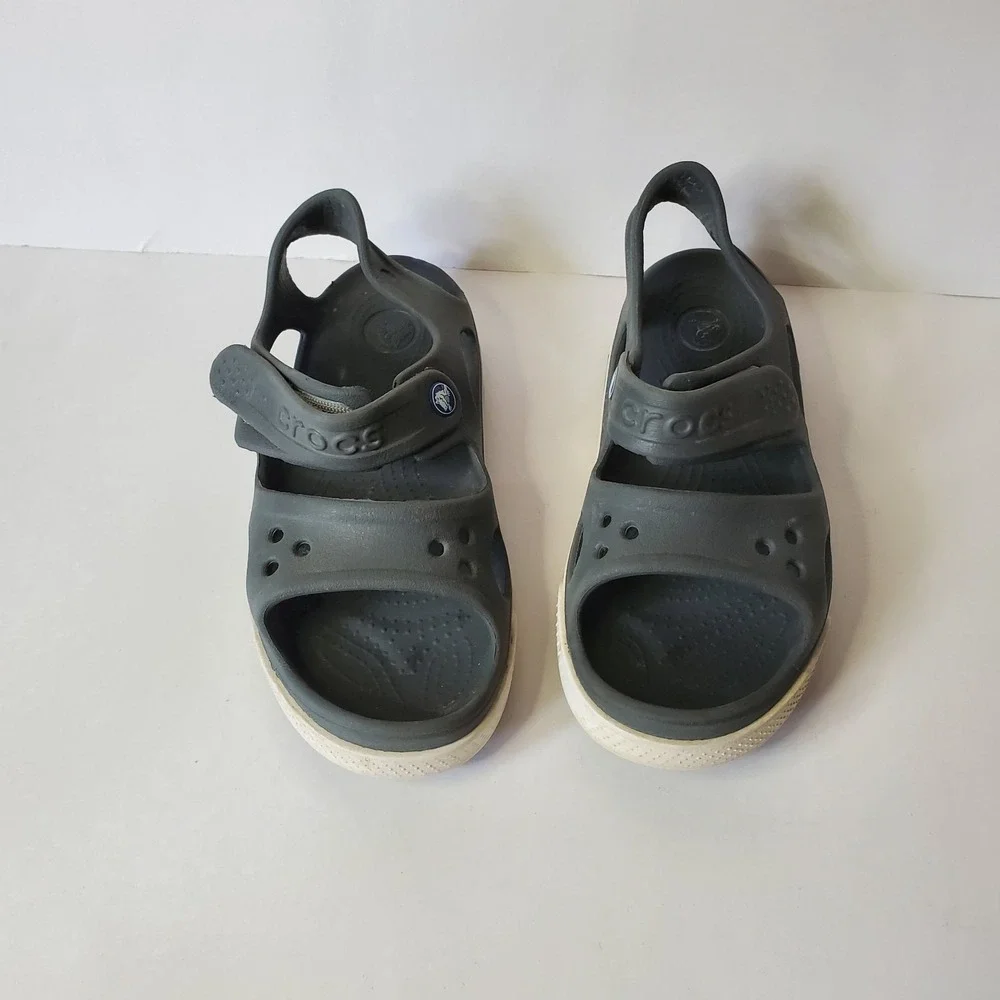 Crocs‎ Kids Crocband II Open Toe Sandal Shoes,Gray/White Size 13